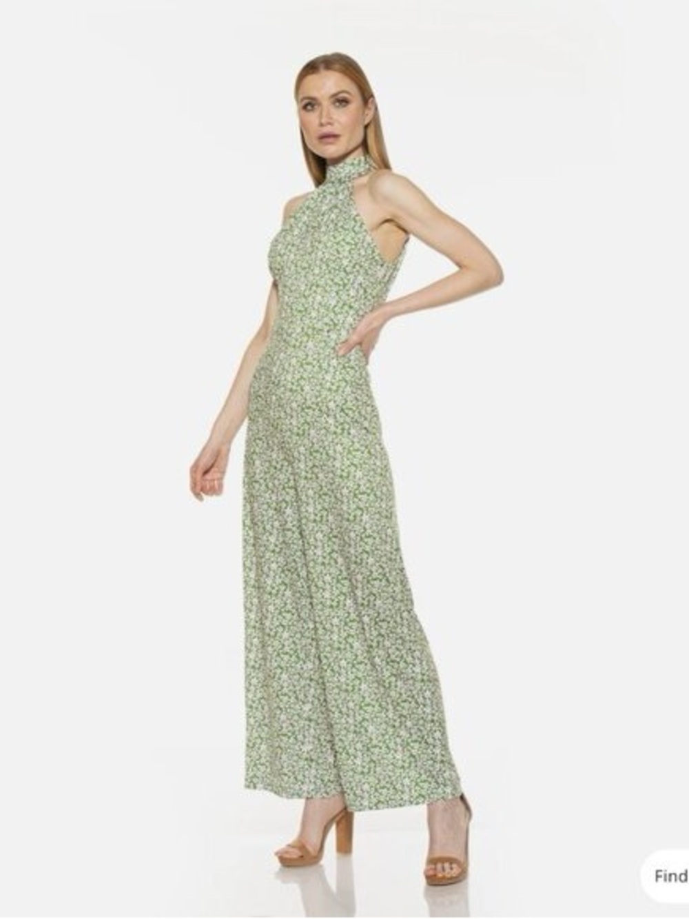 Alexia Admor Green Floral High-Neck Jumpsuit size 6